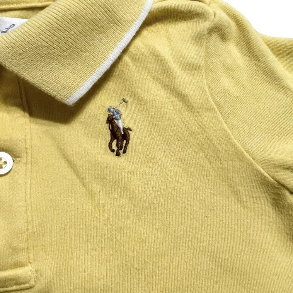 Ralph Lauren 9m Solid Yellow Polo Romper